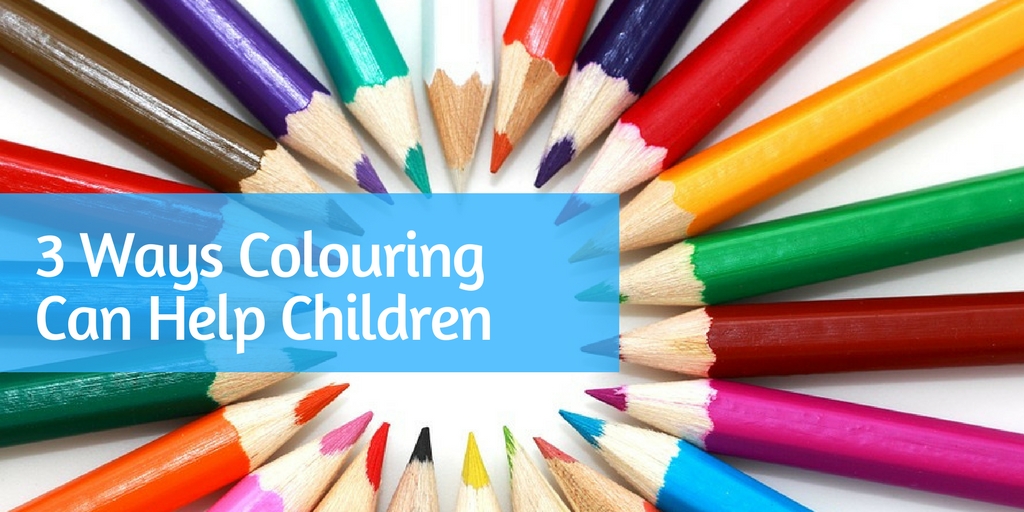 3 ways colouring can help children graphic with pencils in the backhground