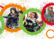 the move programme header of disabled children smiling in colourful circles