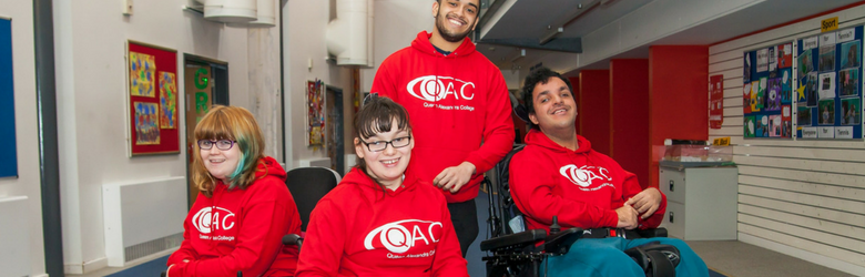 children and young people in qac hoodies
