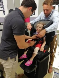 carmela trying ou equipment at kidz to adultz exhibition