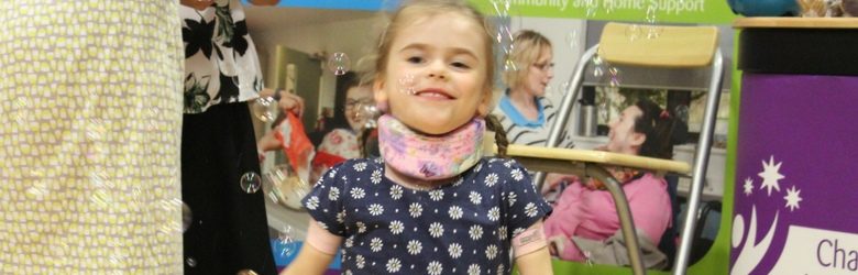 carmela with bubbles at kidz to adultz wales and west in bristol