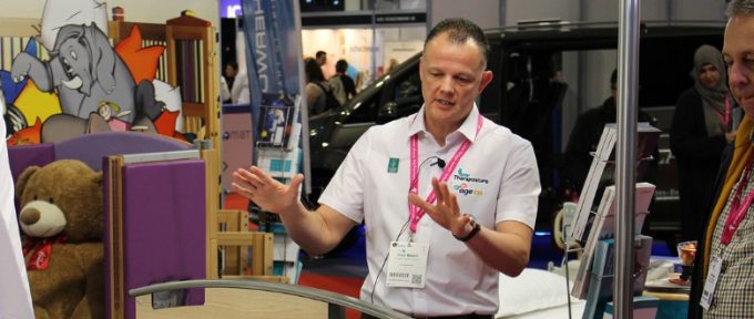 ot shaun masters talking to exhibitors