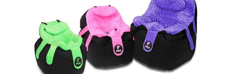 3 different coloured p-pod seating systems