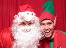 santa and elf inside photo booth