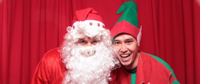 santa and elf inside photo booth