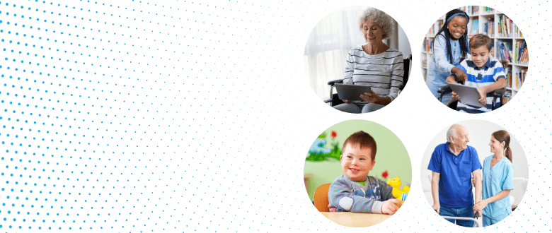 circle shape images with people of all ages