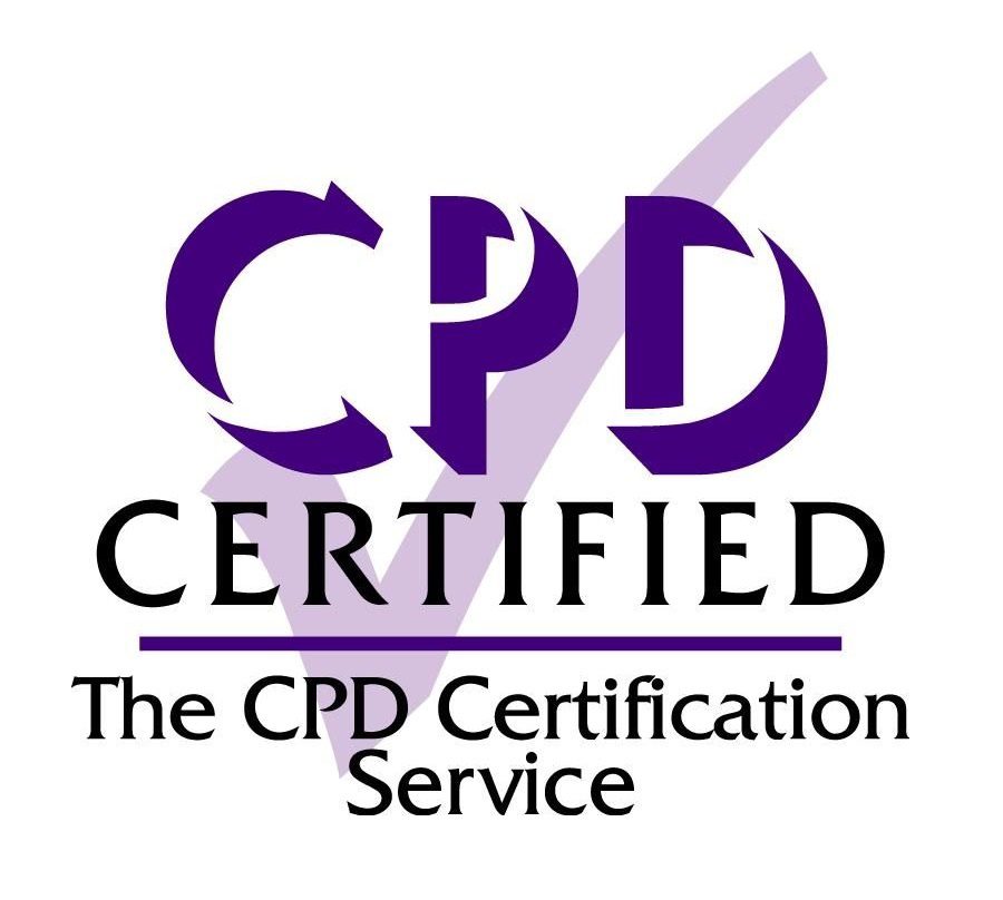 CPD Certified logo from The CPD Certification Service, featuring large purple letters 'CPD' with arrow elements, the word 'CERTIFIED' in black beneath a purple line, and the text 'The CPD Certification Service' below.